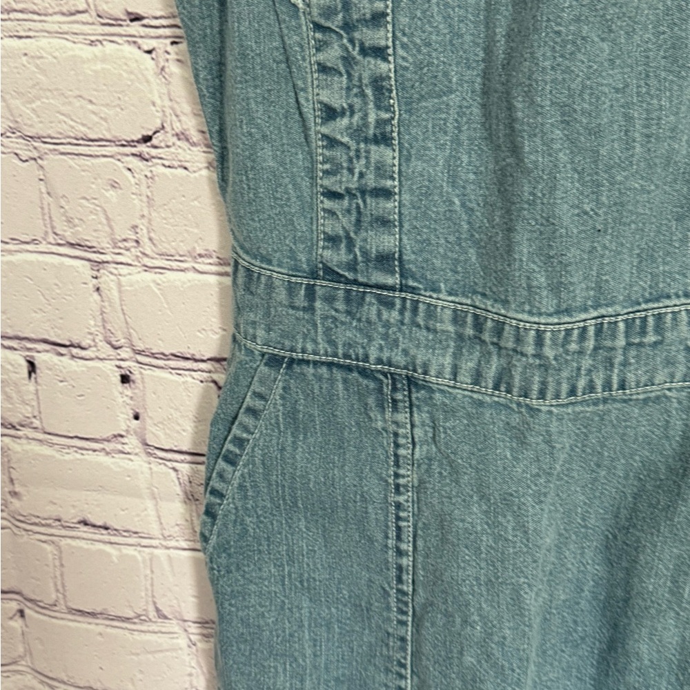 Denim Ruffle Strap Dress - Picture 2 of 8